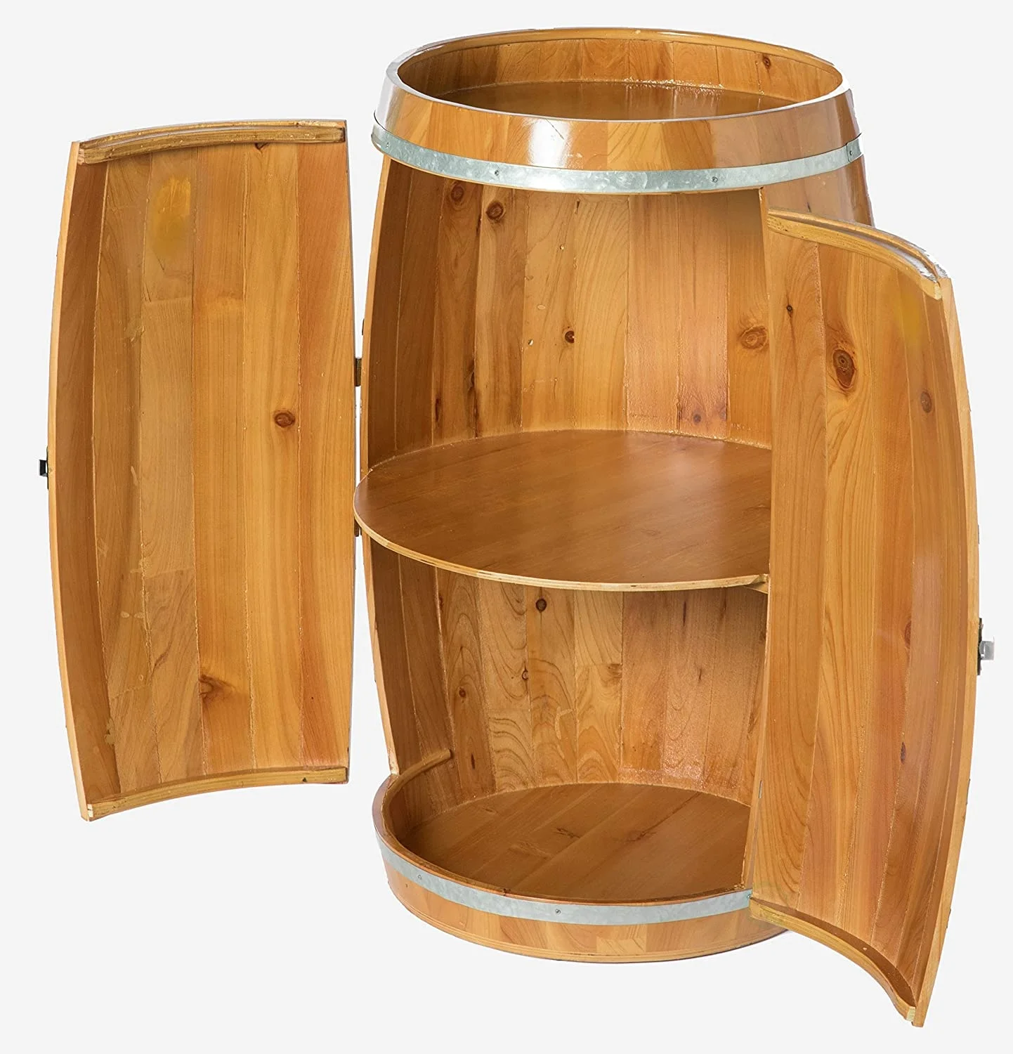 Wooden barrel-shaped wine rack, bar lockable locker, brown wine barrel