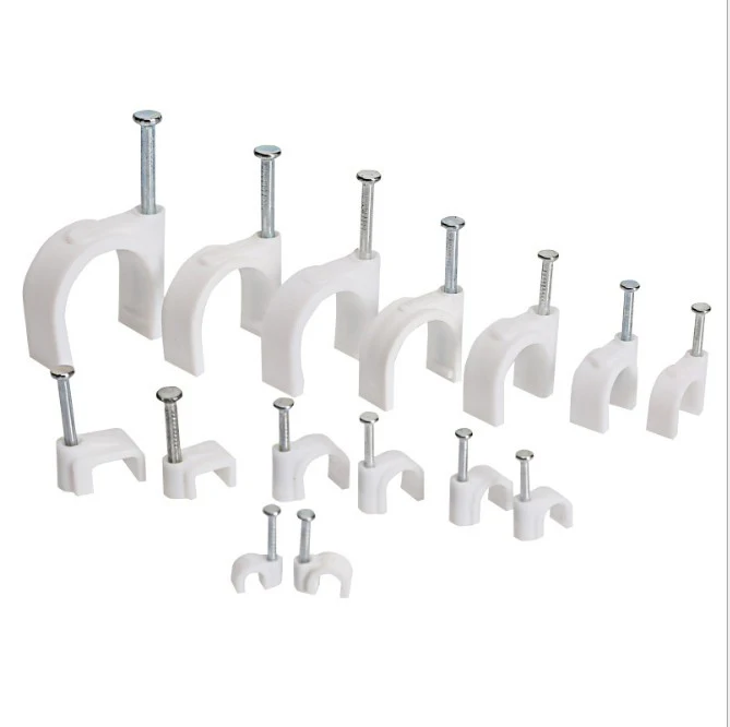 5mm plastic round nail cable holder clip/nail cable clip/cable clip nails steel