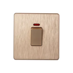 Household 86*146mm multi-purpose wall socket and switch PC golden brushed neon light 45A 110V 250V switch