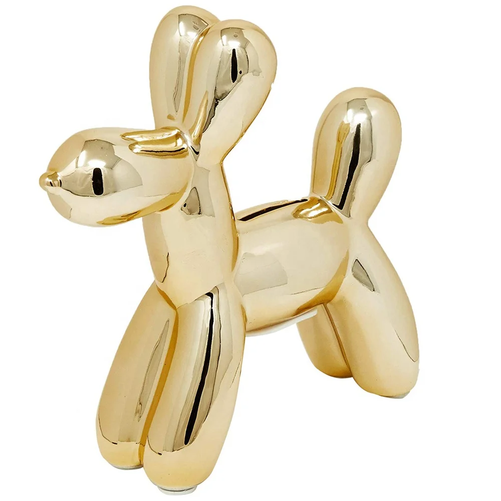 Interior Illusions Gold Balloon Mini Ceramic Dog Bank
