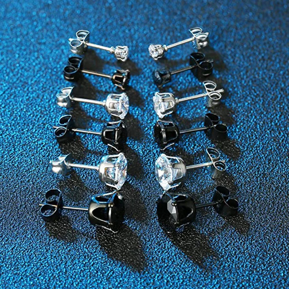 Fashion Cz Cubic Zirconia Earring Jewelry Custom 4mm 6mm 925 Sterling Silver Zircon Studs Earrings For Women Girls