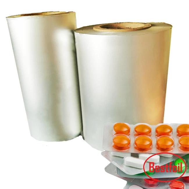 Pharmaceutical packing aluminum lidding blister foil sealing with PVC cold forming foil for pills tablets capsules packages