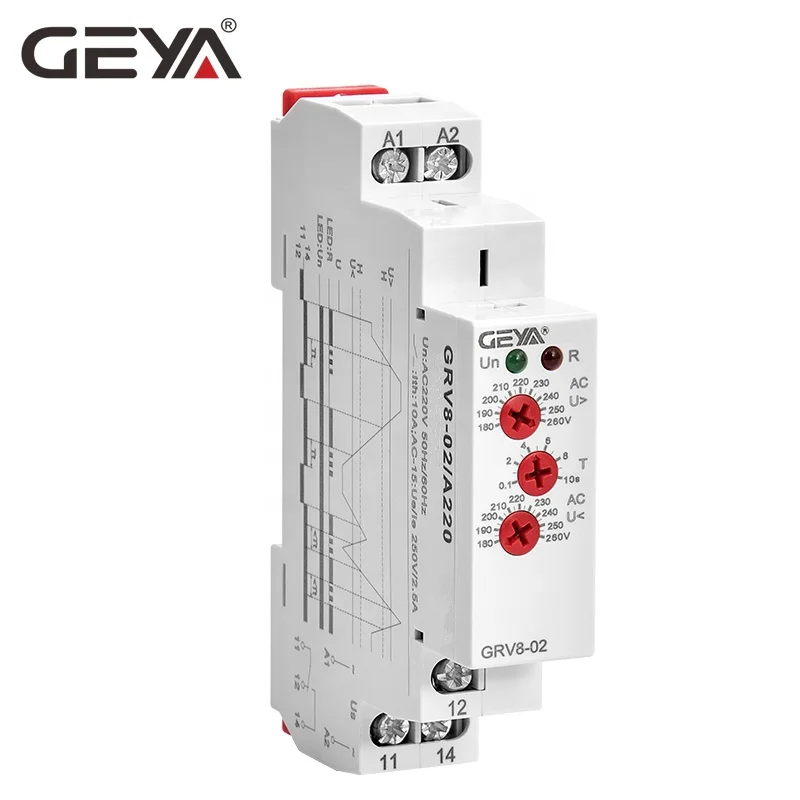 GEYA NEW GRV8-02  dc under voltage monitoring rs485 relay for motor start  current switch phase failure relay 3phase