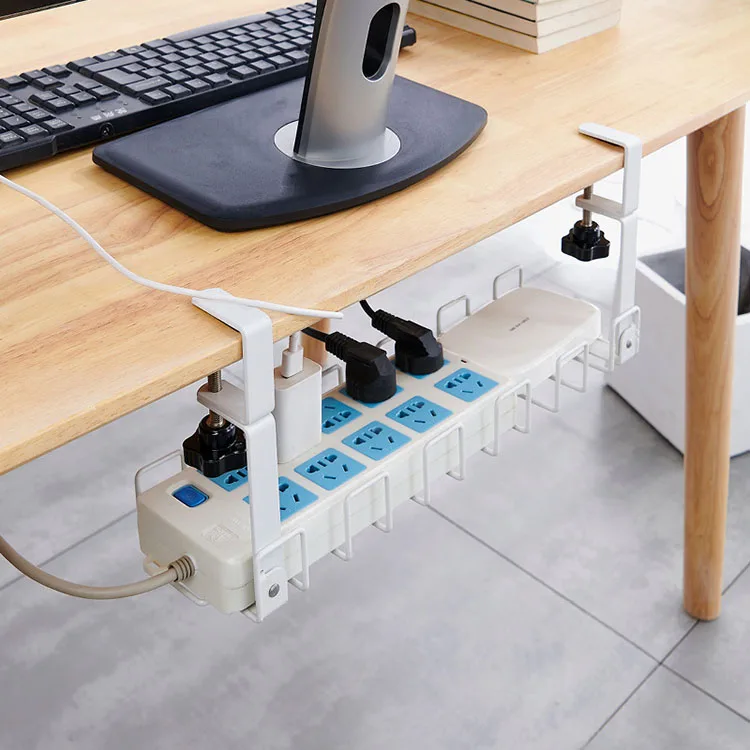 Store Hot Sale No-Punch Metal Shelf Electric Socket Cable Under Table Organizer