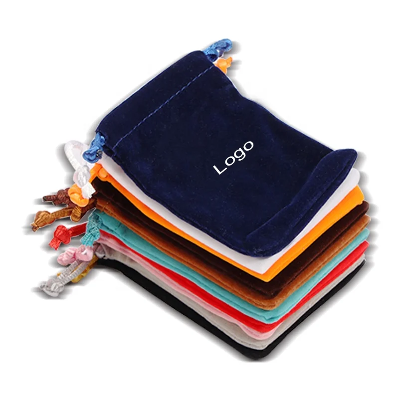 Оптовая продажа Упаковка Ювелирных Изделий Бархатный мешочек на шнурке подарочные пакеты с пользовательским логотипом