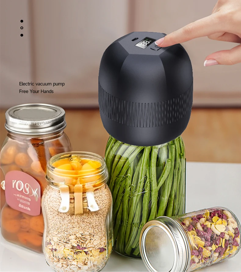 USB Rechargeable  2 in 1 Durable Mason Jar Vacuum With Wide And Regular Mouth Automatic Vacuum Sealer Portable Handheld