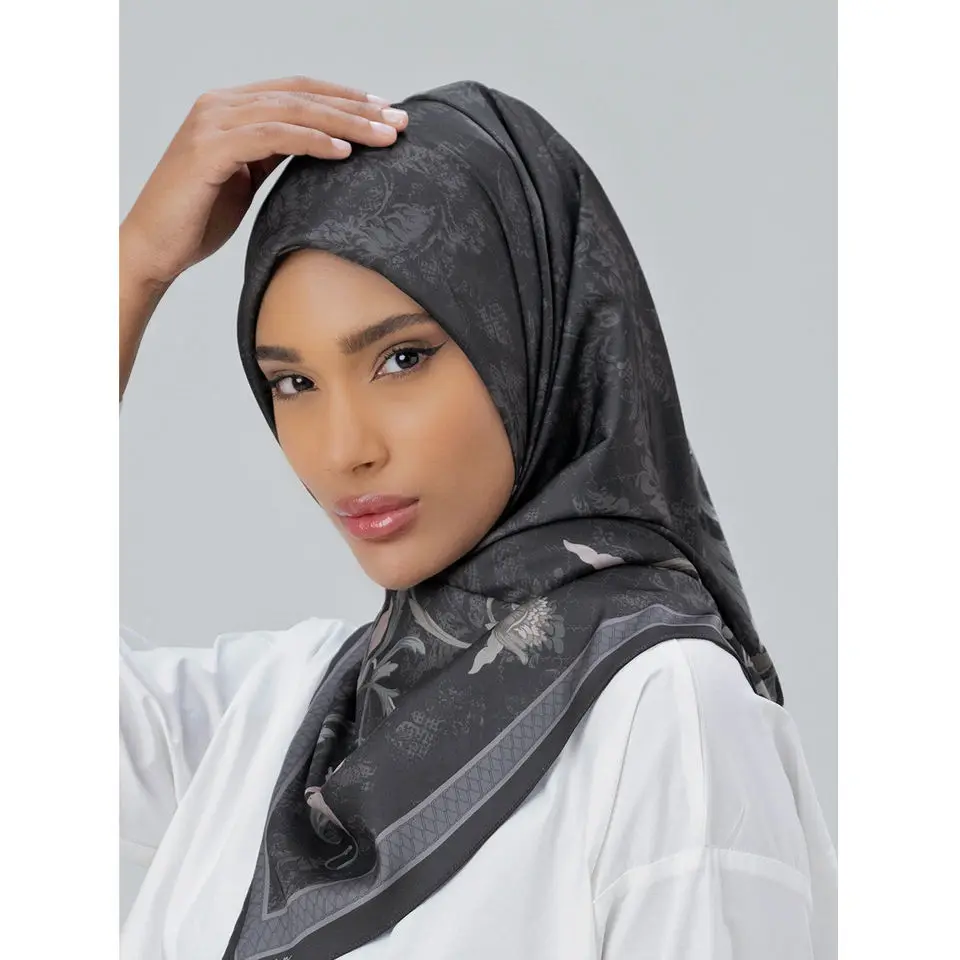 new designs custom printed stain silk premium hijab tudung bawal malaysia Hot sale hijab supplier