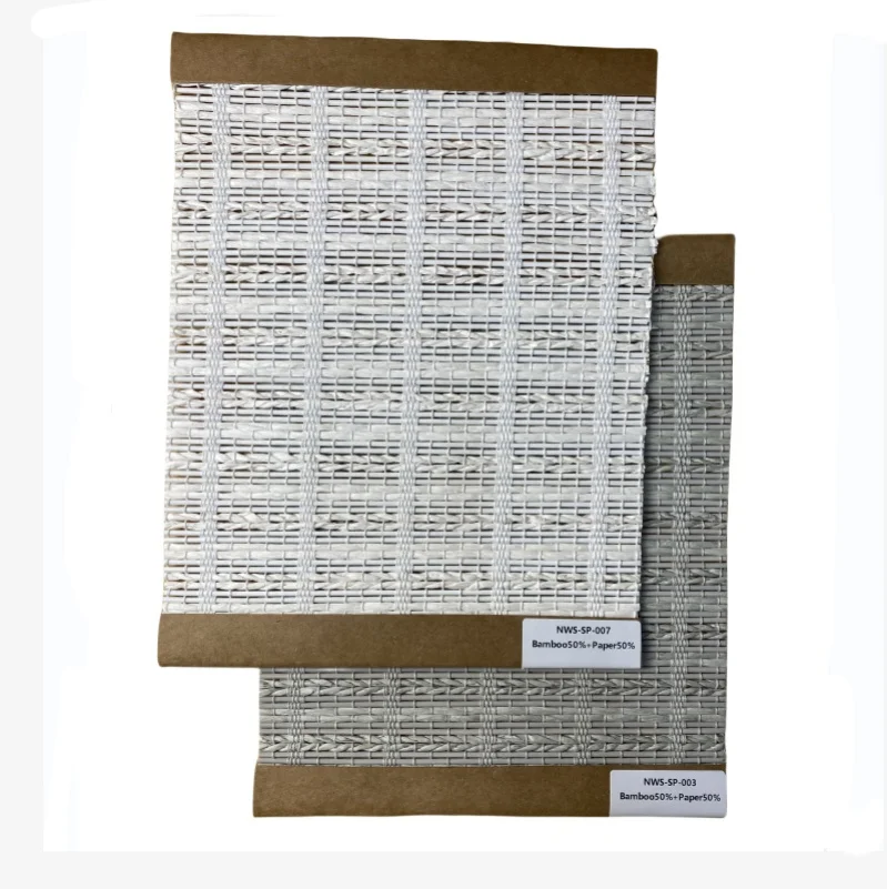 Woven Roman Shades Light Filtering Natural Bamboo and paper rope mixed fabrics