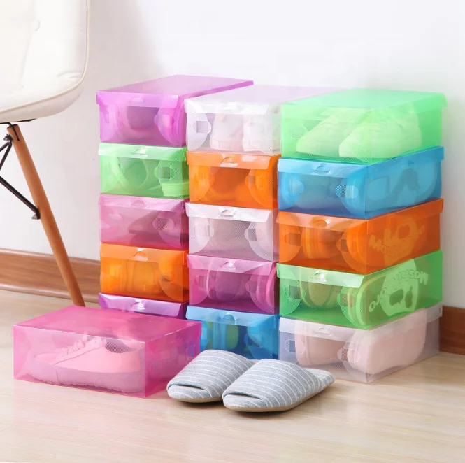Stock Foldable Durable Plastic Storage Box High Quality Shoes Box Shoes Storage Box