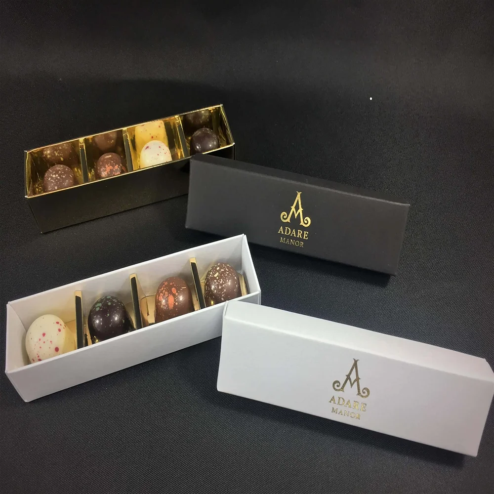 Custom Luxury Mini Drawer Bar Candy Cardboard Gift Box Sliding Chocolate Truffle Packaging Box With Paper Division Board