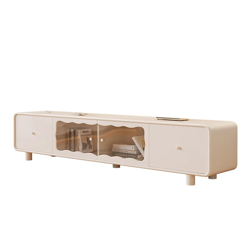 Modern Creamy Oak White Wooden TV Cabinet Luxury Minimalist Design for Dining Living Room Home