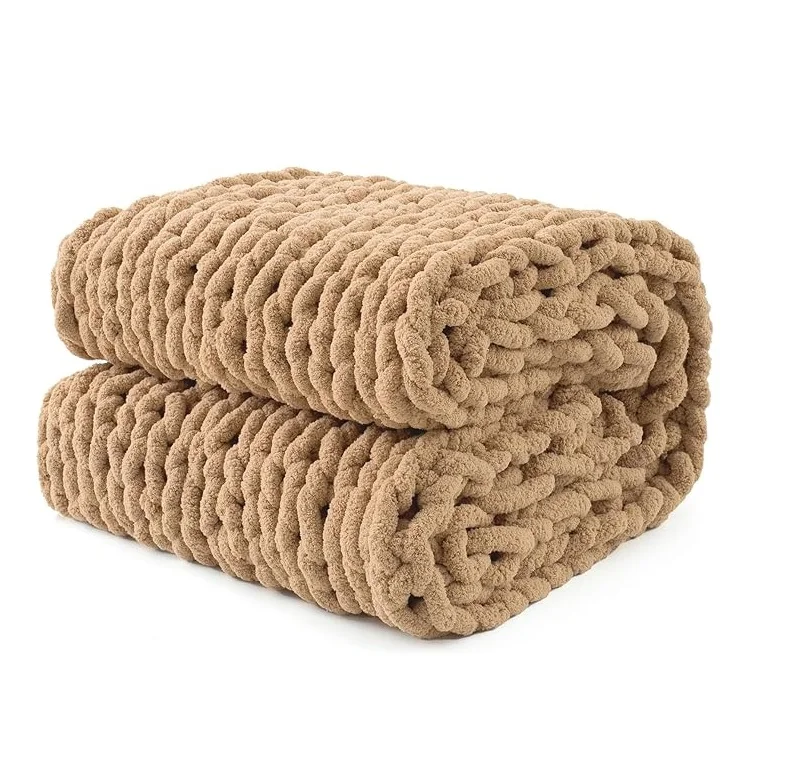 Home Decor Giant Yarn Bohemian Throw Hand Cable Crochet Chunky Knitted Braided Sensory Autism Weighted Blanket for Winter