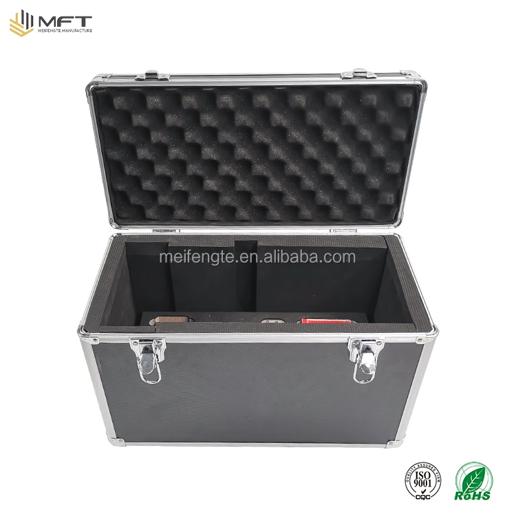 Black MDF Board Aluminum Silver Frame Tool Vertical Case with Customized Foam For Electrical Engineer Tools Storage
