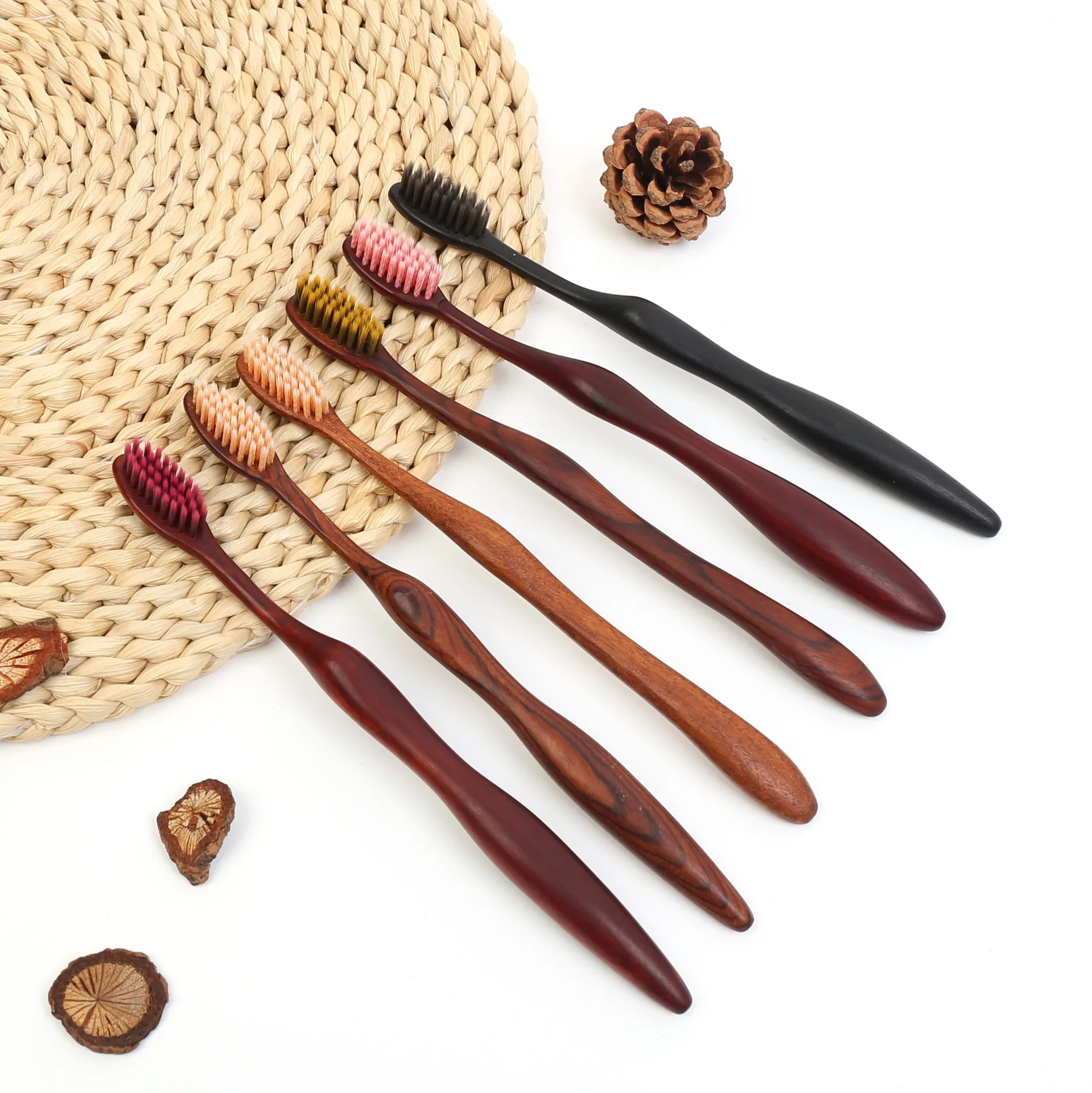 XRJ-WT010 100% Eco-Friendly Factory Simple Custom Branded Eco Wood High Quality Wooden Toothbrush With Wooden Handle