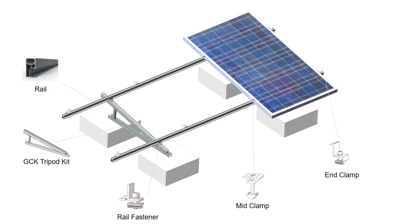 Popular Triangle Folding Solar Panel Mounting System Bracket Flat Roof Solar Panel Energy Bracket Racking Mounting System