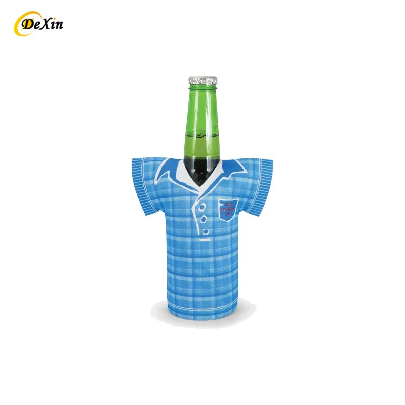 Custom logo printed beer bottle cooler 330ml neoprene T-shirt shape stubby holder stubbie t-shirt coolers