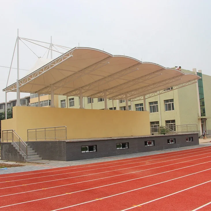 Covered PVDF tensile membrane structure sunshade canopy roof building for spectators stand