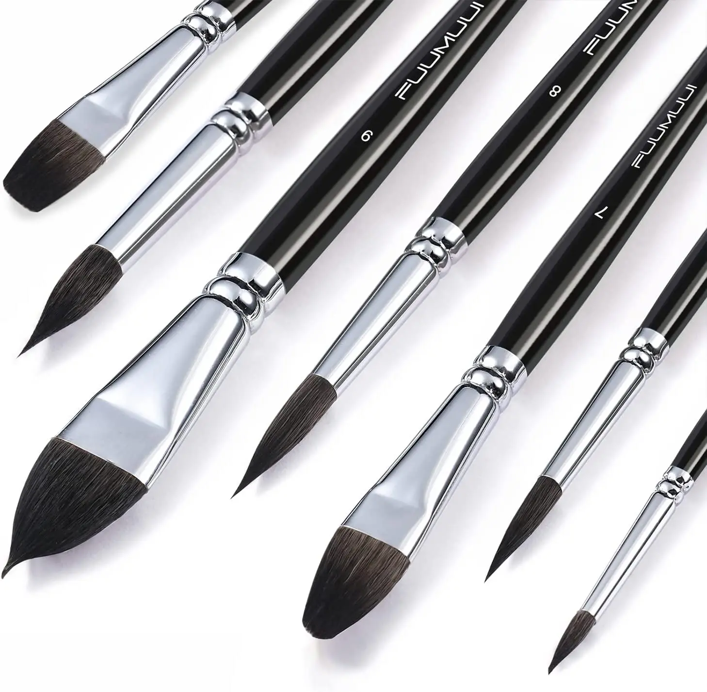 7 Размер синтетические волосы белки на плоской подошве кошачий язык круглая малярная кисть краски художника набор кистей для акварели акриловой живописи