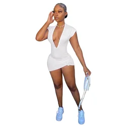 Womens Clothes 2022 Sexy Deep V Mini Dress Nightclub Dresses Women Summer Dress
