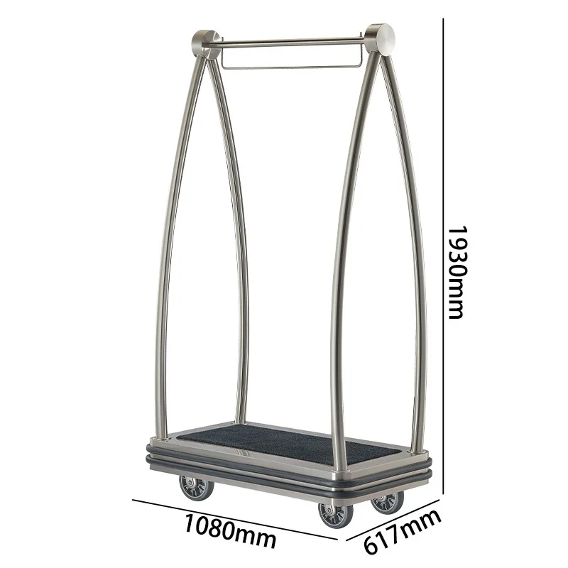 Modern Stainless Steel Bellman Baggage Cart Hotel Lobby Luggage Trolley for Airport Use by Bellboys