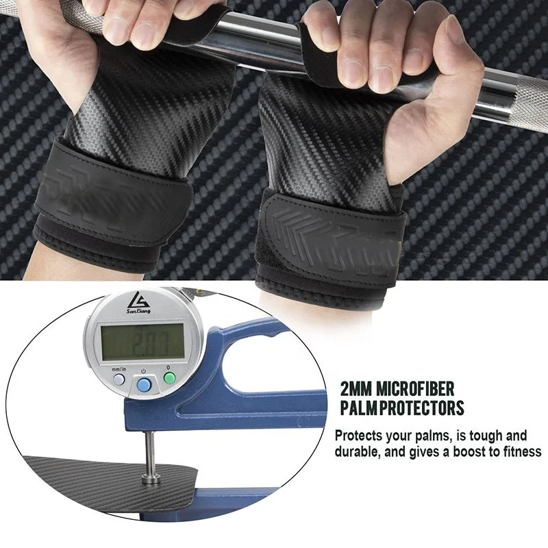Carbon leather Calisthenics Tartan Pattern Hypalon Anti Slip Fitness Weightlifting Training Gymnastics Grips Gym Grips