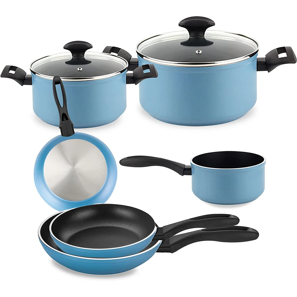 Home Cooking  Kitchen Utensils Forged  Cooking Set   Aluminium  Non Stick Cookware Soft Touch Handle