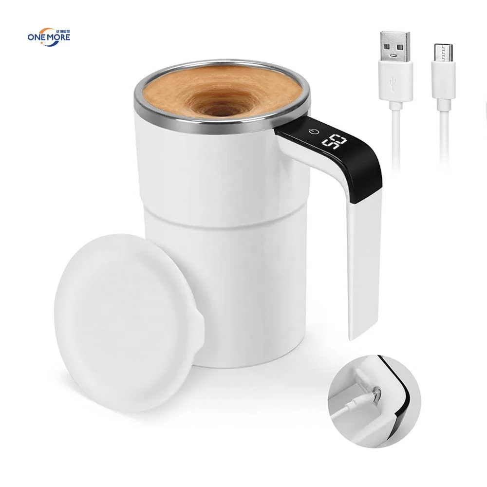 Promotion Gift Self Stirring Coffee Mug Stainless Steel Rechargeable Automatic Magnetic Coffee Cup with LED Display Temperature