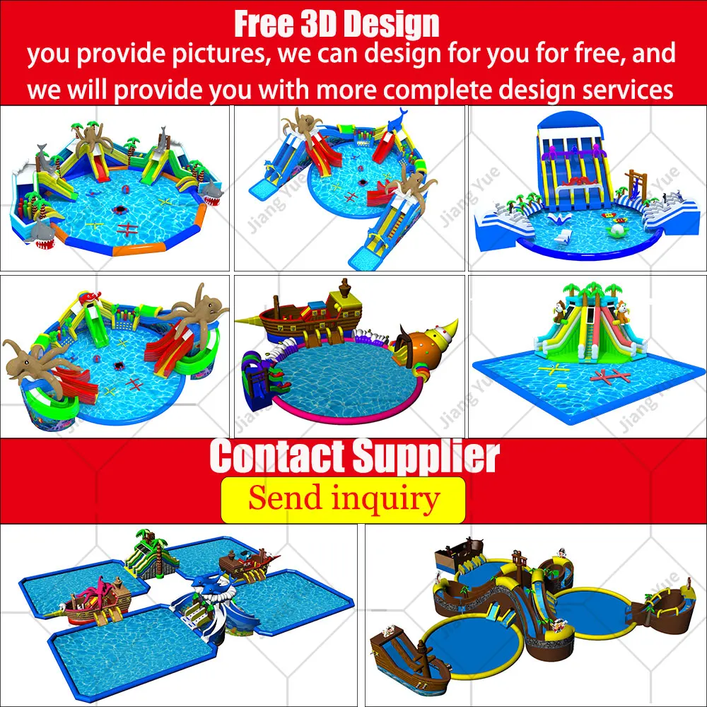 Popular Theme Giant Inflatable Commercial Water Park Slides Game With Pool