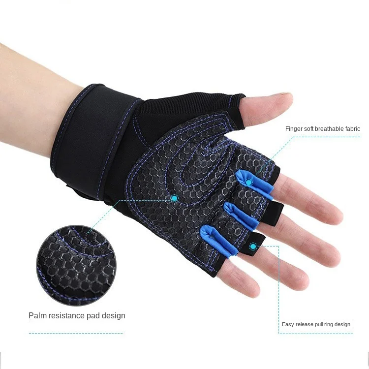 New Anti-Slip Half-Finger Fitness Gloves for Men Women Protective Wrist Barbell Riding Sports Equipment for Gym Use Cross-Border