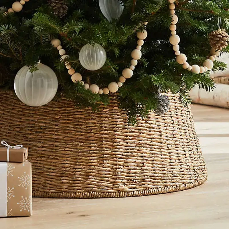 Folding Home Xmas Wicker Tree Baskets willow tree skirts decorations Natural Seagrass Christmas Tree Collar Skirt