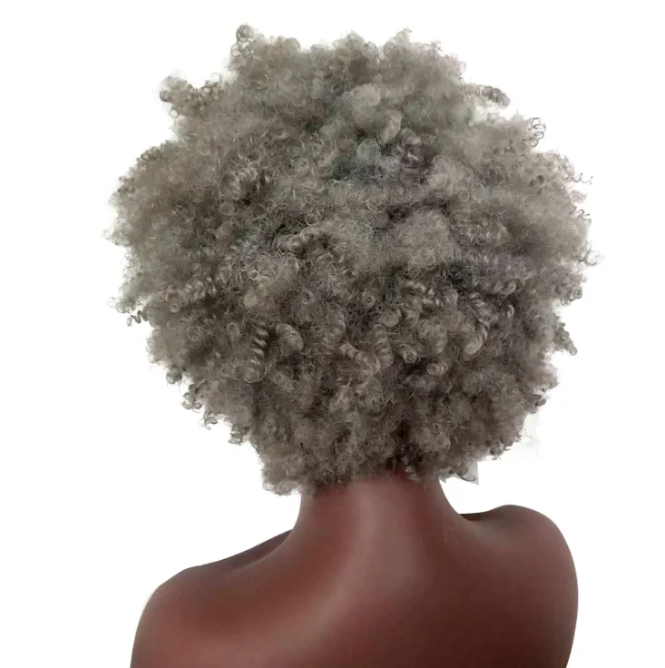 
African small curly hair wig European and American female short curly hair silver white explosive head chemical fiber 