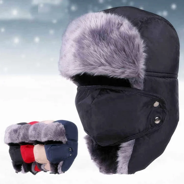 Russian style wholesale soft high quality face mask windproof thicken winter hat Earflap Hat