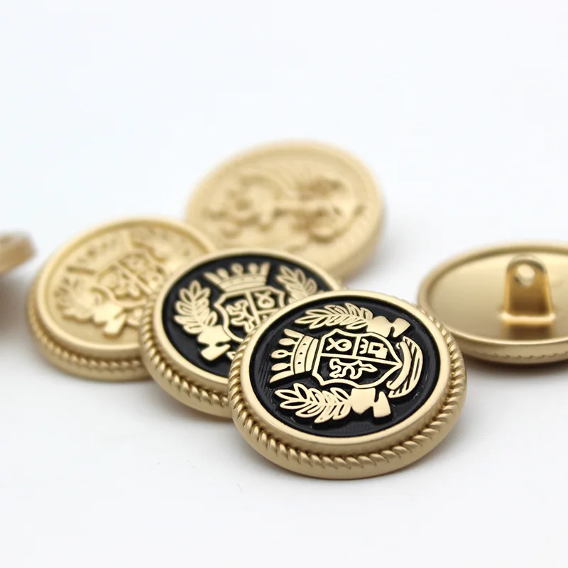 
 High Quality Customized Logo Clothing Sewing Button Shank Metal Alloy Gold Buttons For Suit  