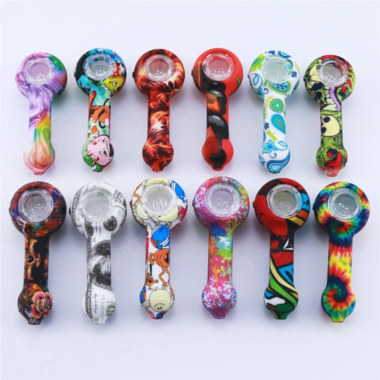 tie dye glass blunt pipes silicone tobacco pipe smoking accessories weed smoke buddy dabs rig glass bowl smoke dabs pipe