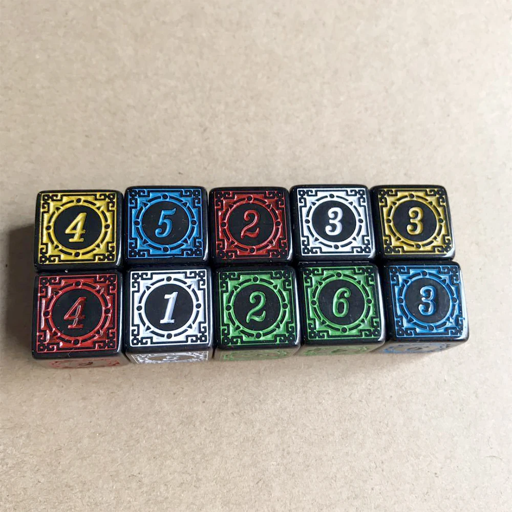 D6 New Pattern Custom Dice 16MM Acrylic Number Right Angle Dice Game Antique Pattern Board Game