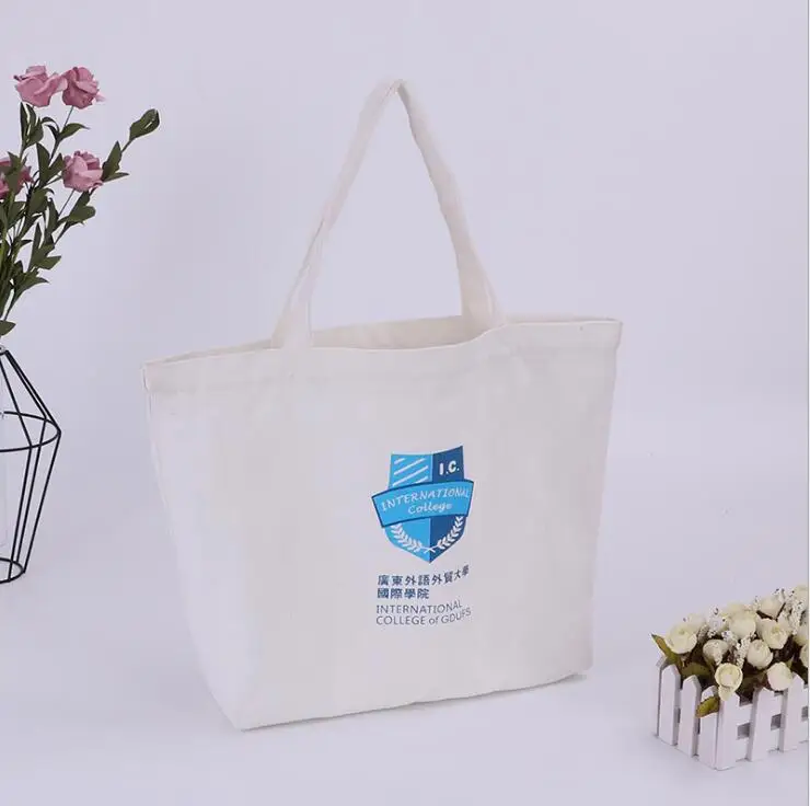 Wholesale Custom Blank Grocery Tote  Reusable Eco Friendly Shopping Bag DIY Promotional Plain Cotton Canvas Shopping Bag