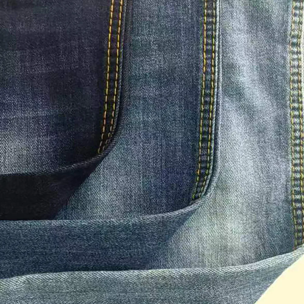 1/6 China Black Blue Indigo Stock Woven Stretch Spandex Polyester Cotton Denim Fabric Jeans
