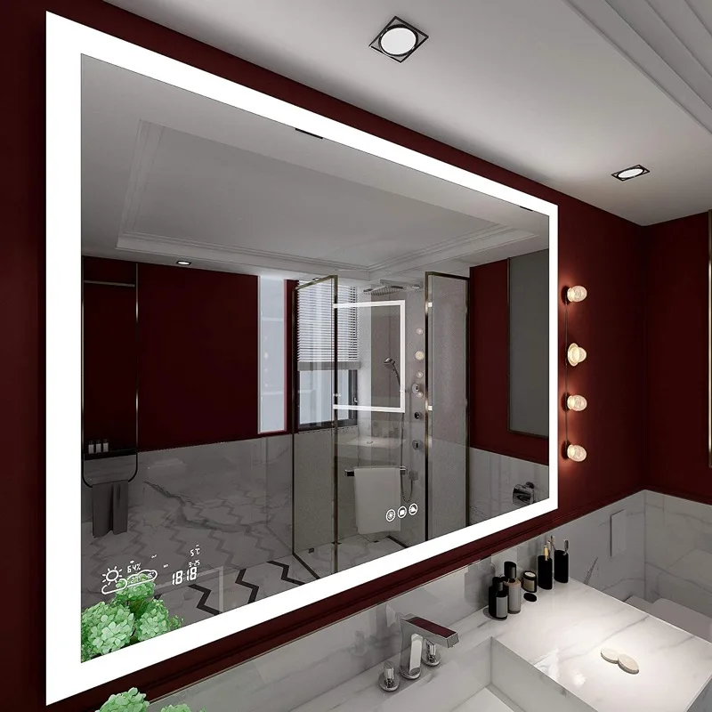 Luxury Smart Bathroom Mirror Silver Vanity Mirror with LED Waterproof and Antifog Easy Hanging for Apartments