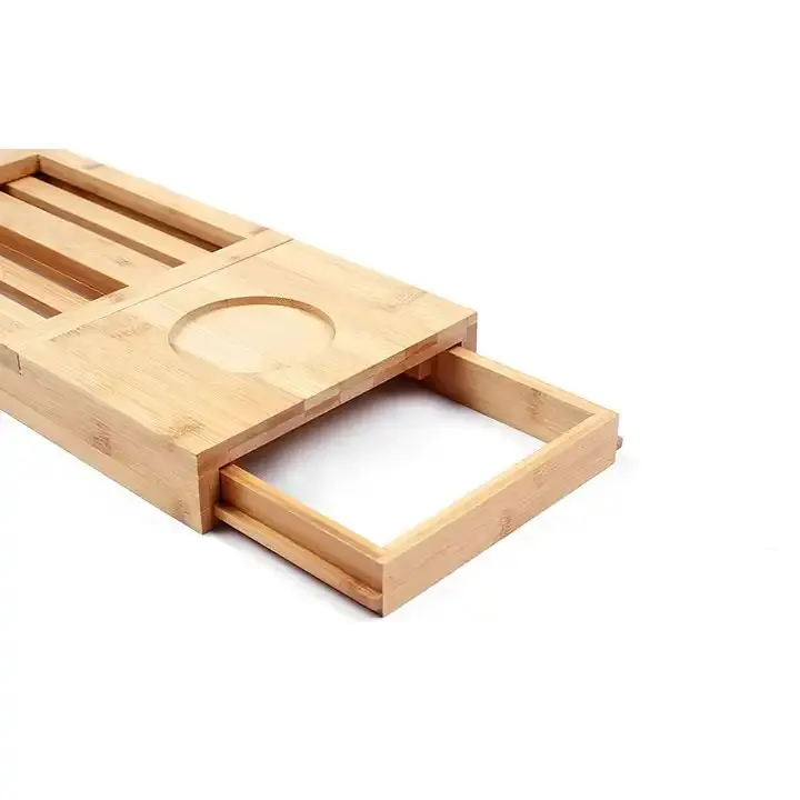 Best Selling Luxury Bamboo Bathtub Caddy Bathroom Caddy Tray For Tub Bathroom Removable Board Bath Organizer