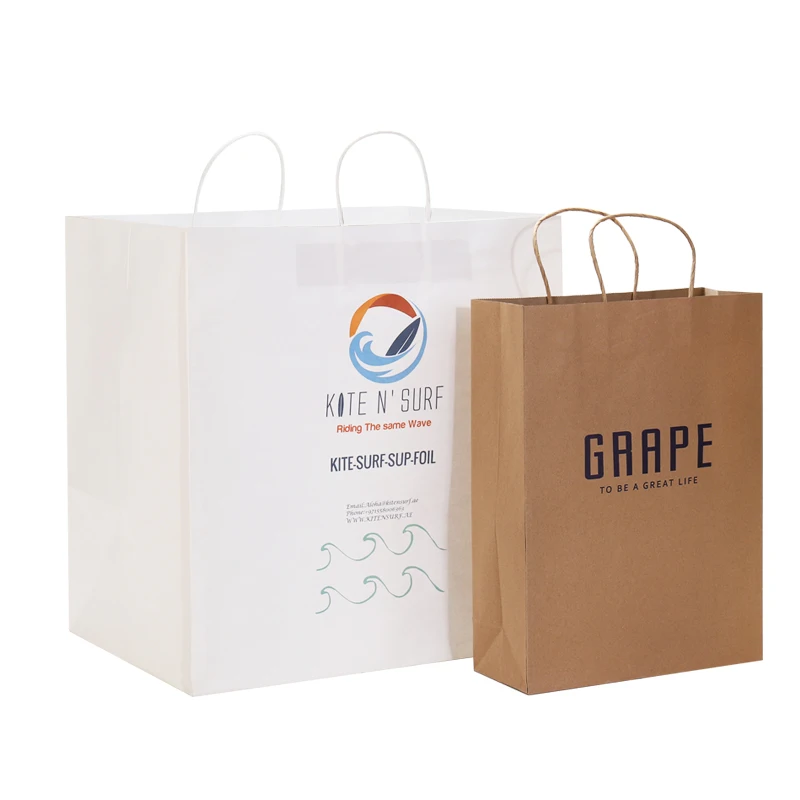 Hot sale paper shopping bag custom logo takeaway bag Brown Kraft Paper Bag