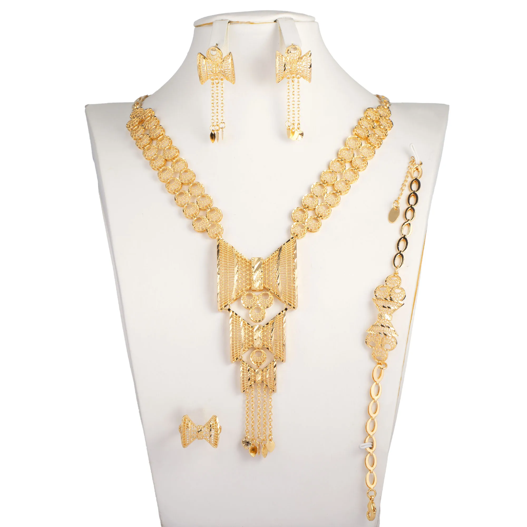 luxury dubai bride wedding party champagne gold plated jewelry set wedding party