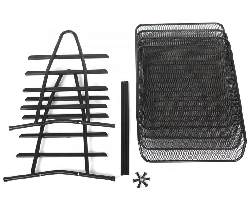 4-Tier File Rack Metal Mesh Letter Tray Triangular  Rack Desk Document Organizer File Tray