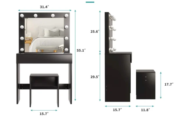  Bedroom furniture with stool and dressing