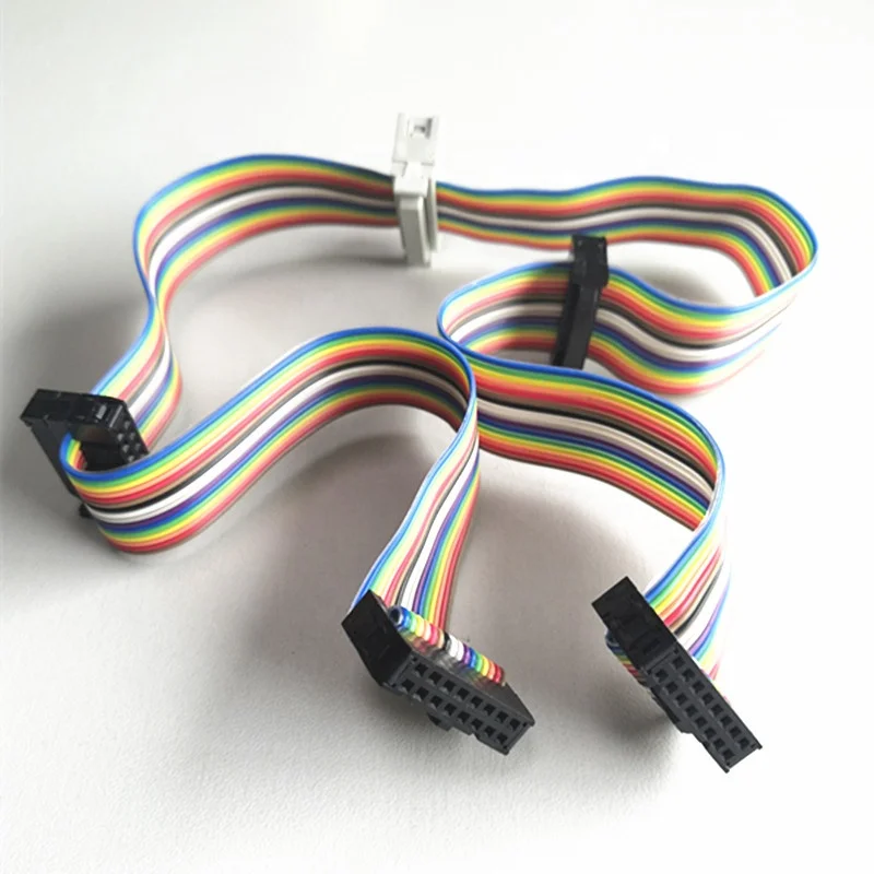 2.54mm idc flexible cable 16Pin Female to Female IDC Connector Rainbow Color Ribbon Flat Cable