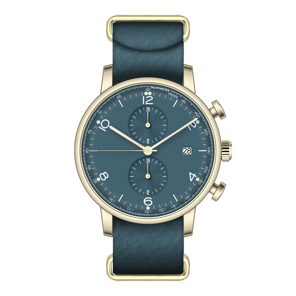 Men Leather Watch Double Time Watch Dual Time Dome Analogue Watch with Date Orologio Business Style Relojes Hombre