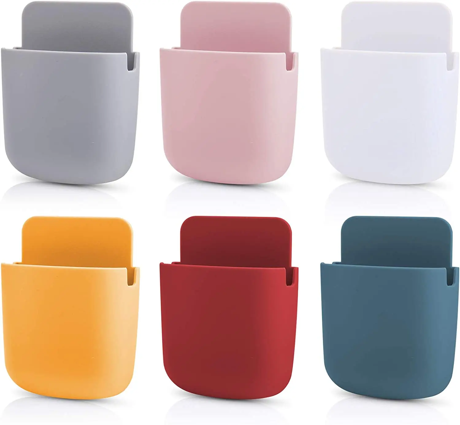 6 Pack Self-Adhesive Remote Control Holder Wall Mount Storage Box for Remote Control Phone