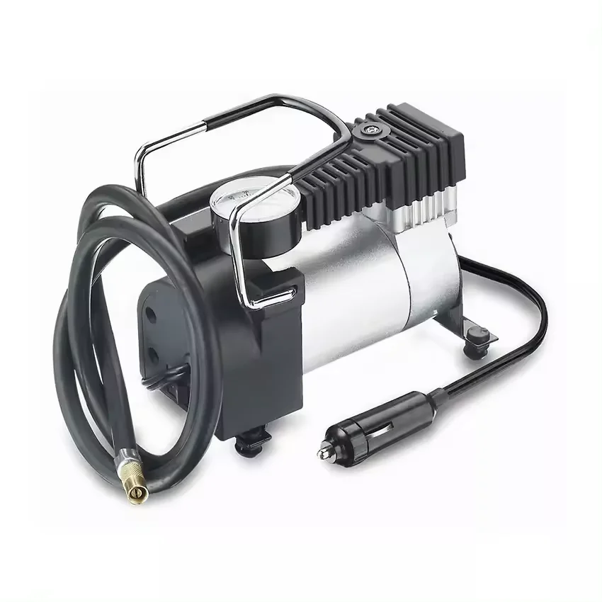 High Quality Portable 12v  Auto Tire Inflator Pump Car Electric Metal Air Compressor with Pressure Gauge