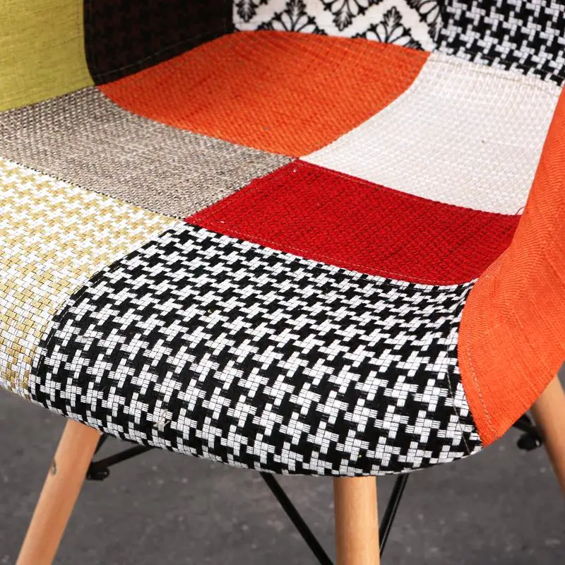  Обеденный стул в форме ракушки из скандинавской ткани с деревянными перекрестными ножками