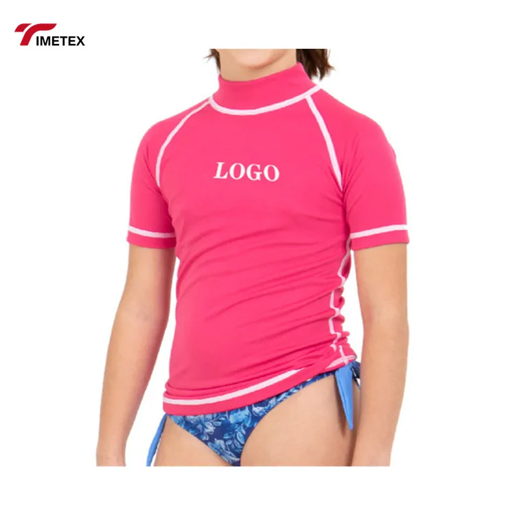 Hot Selling Sun Protection Girls Rash guard Short Sleeve Shirt Upf 50+ Surf Swimming Bjj Rashguard Custom For Kids