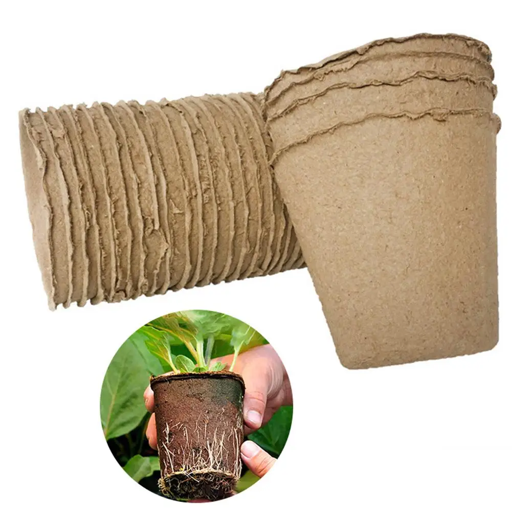 
2021 Household Seedling Starter Trays Biodegradable Pulp Pots Eco-Friendly Nursery Plates 